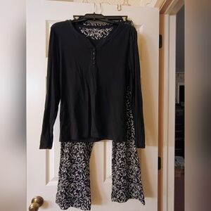 Talbots Black and White Pajama Set Size M